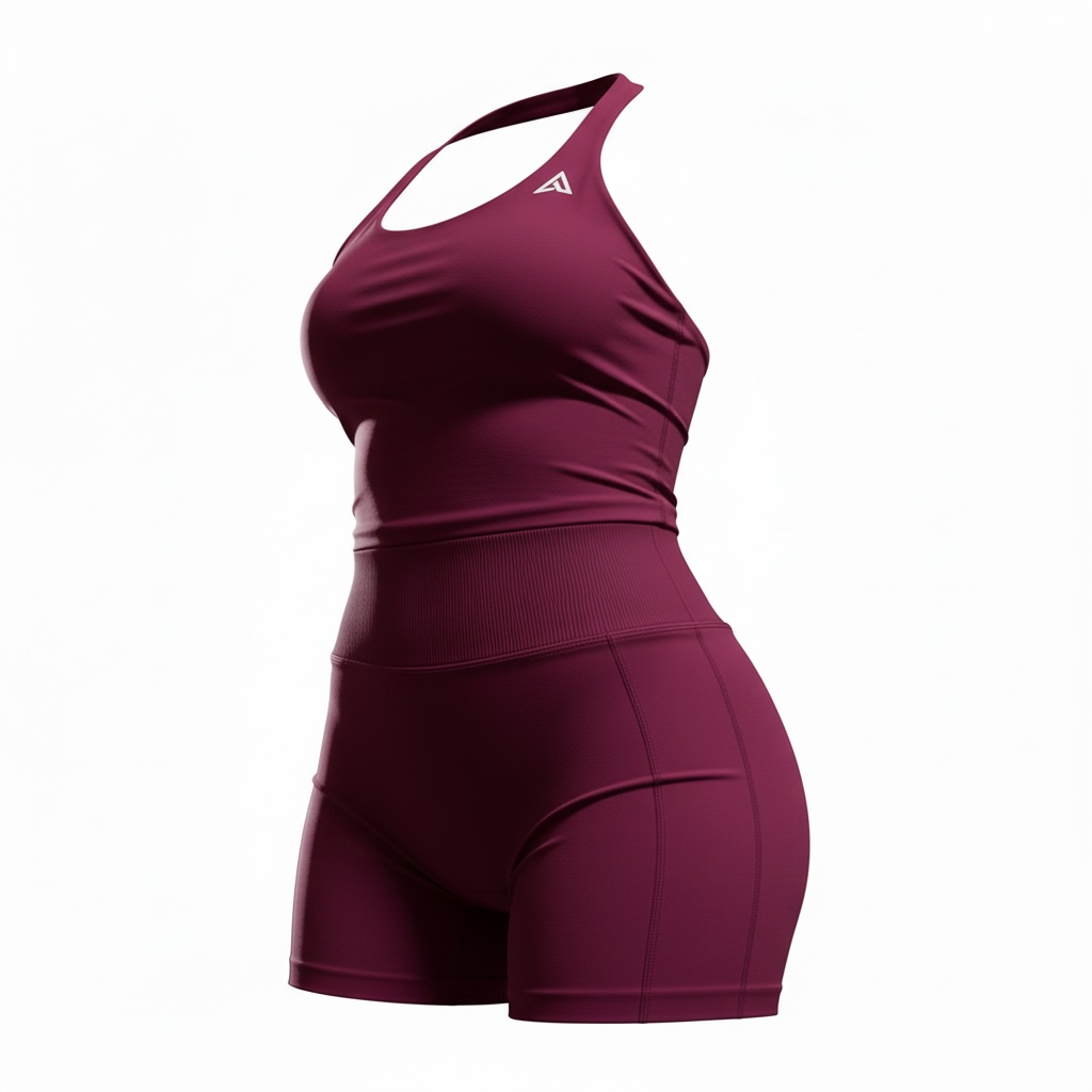 BURGUNDY HALTER TOP SET